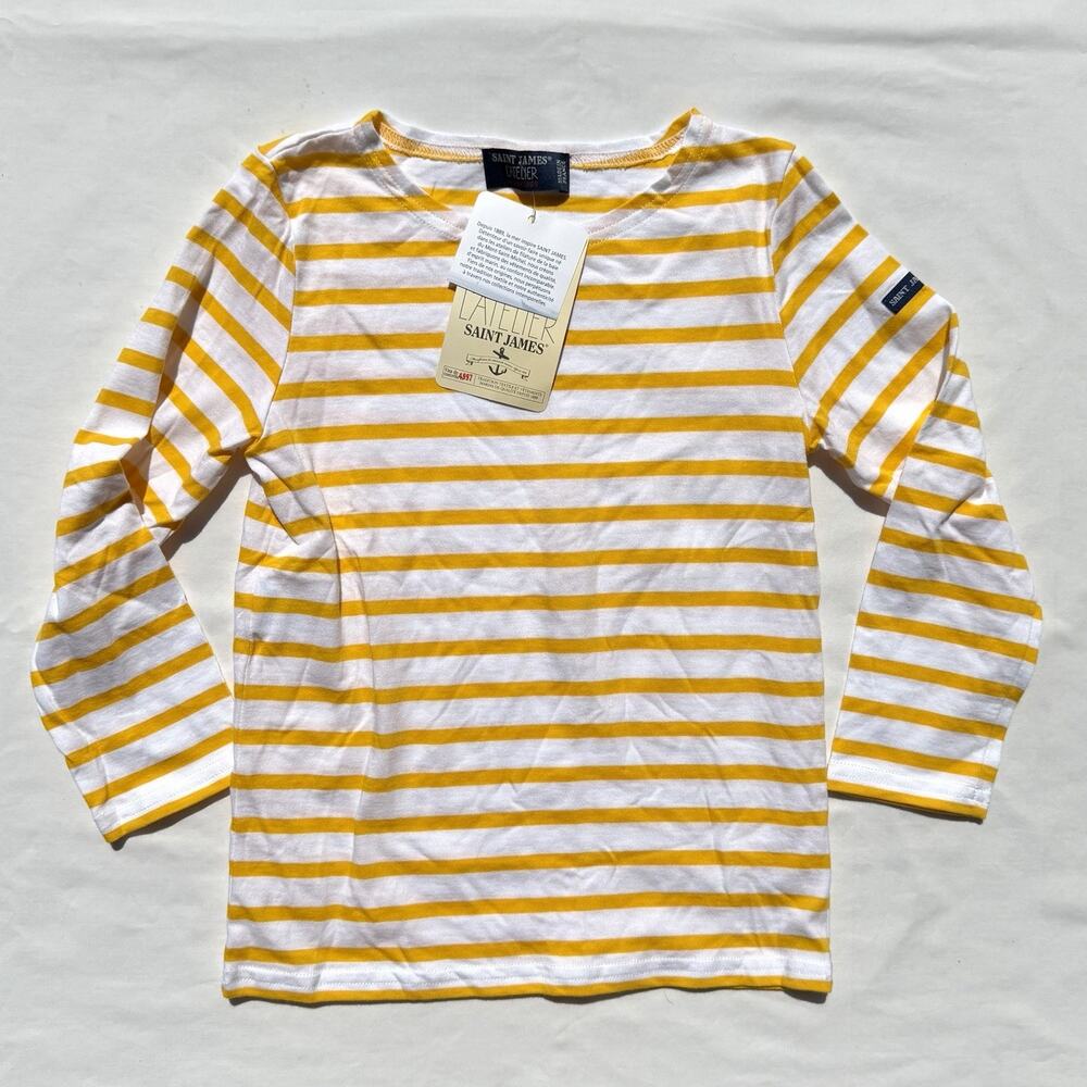 Saint James L’atelier Yellow Striped Long Sleeve Shirt Unisex Boys Girls 8